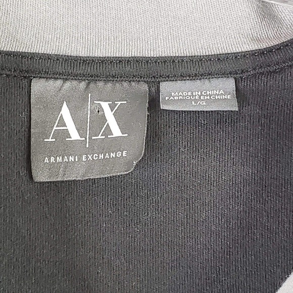 Armani Exchange AX Mens Large Black Pullover Quarter Zip Sweater Sweatshirt - Picture 5 of 8